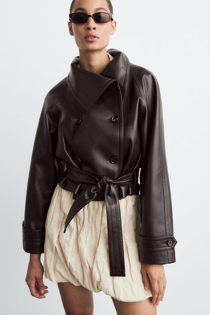 Arilya - Trench Ceinturé en Cuir