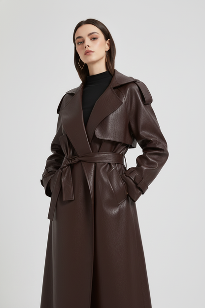 Arilya - Long Trench en Cuir